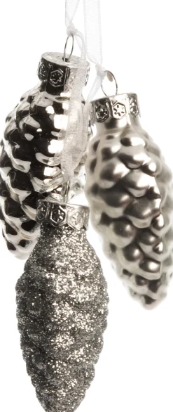 Best Weihnachtsbaumschmuck Tannenzapfen silber 2,8 x 2,5 x 6 cm Weihnachtskugeln & -Anhänger