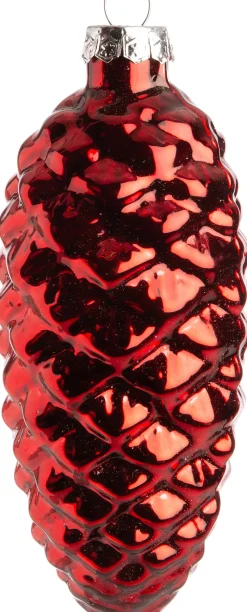 Discount Weihnachtsbaumschmuck Tannenzapfen glänzend rot D 4 H 11 cm Weihnachtskugeln & -Anhänger