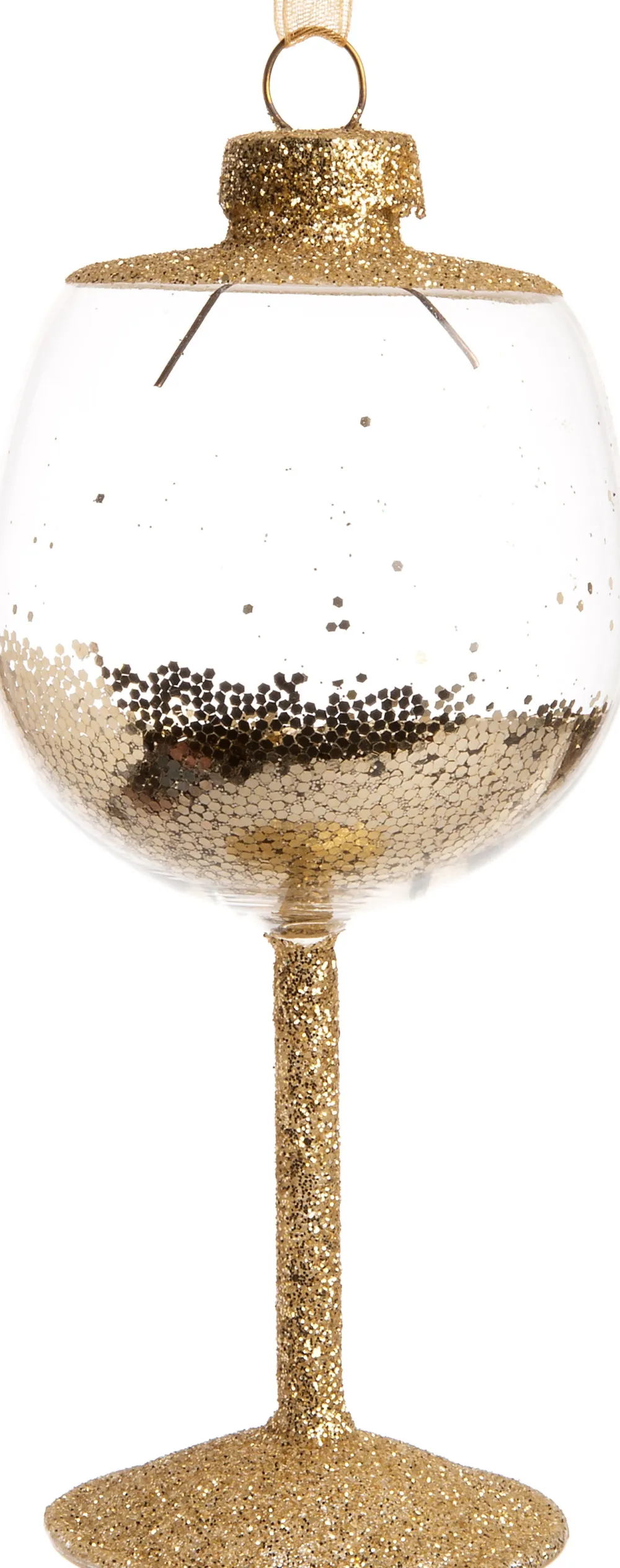 Sale Weihnachtsbaumschmuck Weinglas gold / transparent D 5,5 H 11 cm Weihnachtskugeln & -Anhänger