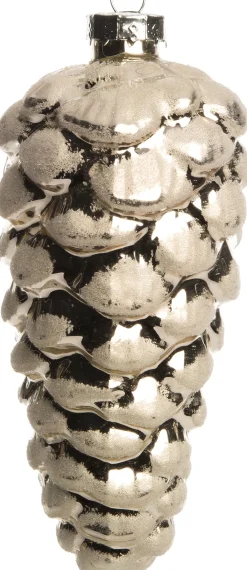 Outlet Weihnachtsbaumschmuck Tannenzapfen silber D 6 H 13,5 cm Weihnachtskugeln & -Anhänger