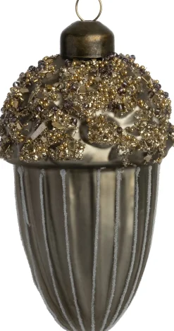 Online Weihnachtsbaumschmuck Eichel grau / gold D 5,7 H 10,5 cm Weihnachtskugeln & -Anhänger