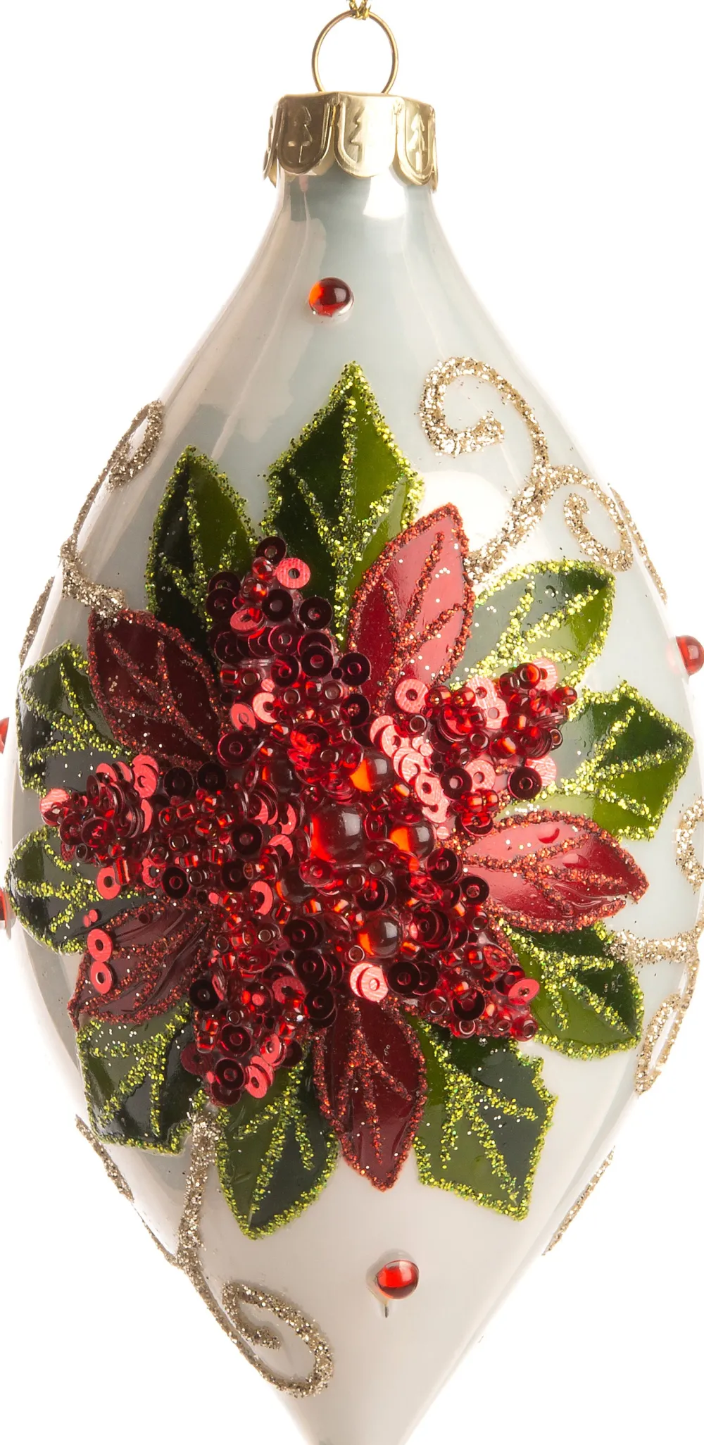 Clearance Weihnachtsbaumschmuck Gwenda weiß / grün / rot D 6 H 12 cm Weihnachtskugeln & -Anhänger