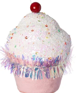 Weihnachtsbaumschmuck Candyline Cupcake hellrosa / weiß D 7 H 11 cm Weihnachtskugeln & -Anhänger