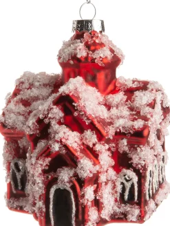 Best Weihnachtsbaumschmuck Kirche rot / weiß 8 x 8 x 10 cm Weihnachtskugeln & -Anhänger