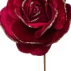 New Weihnachtsblume Rose bordeaux D 20 H 11 cm Weihnachtszweige & -Blumen