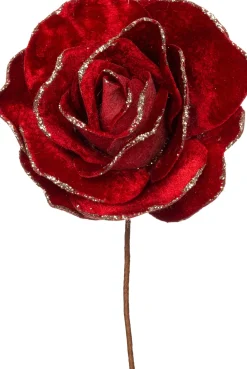 Sale Weihnachtsblume Rose rot D 20 H 11 cm Weihnachtszweige & -Blumen