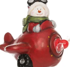 Best Weihnachtsdeko Schneemann in Flugzeug mit LED Text 21,5 x 20 x 18 cm Weihnachtsfiguren & -Objekte