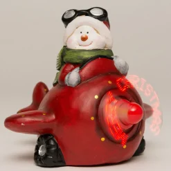 Best Weihnachtsdeko Schneemann in Flugzeug mit LED Text 21,5 x 20 x 18 cm Weihnachtsfiguren & -Objekte