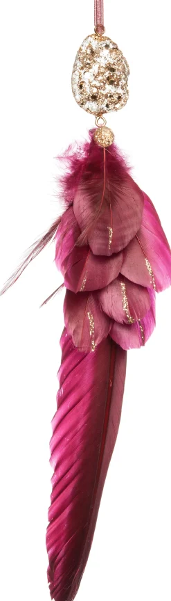 New Weihnachtsdeko Feder bordeaux / gold 26 cm Weihnachtsdeko Zum Aufhängen