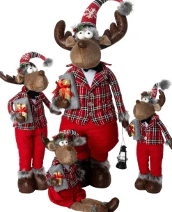 Discount Weihnachtsdeko Rentier Robin braun / rot 23 x 18 x 80 cm Weihnachtsfiguren & -Objekte