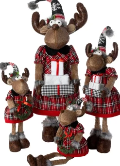 Hot Weihnachtsdeko Rentierfrau Robin braun / rot 20 x 14 x 64 cm Weihnachtsfiguren & -Objekte