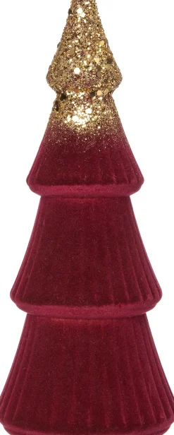 Discount Weihnachtsdeko Baum Samt rot D 9 H 24 cm Weihnachtsfiguren & -Objekte