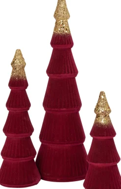 Discount Weihnachtsdeko Baum Samt rot D 9 H 24 cm Weihnachtsfiguren & -Objekte
