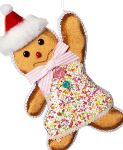 New Weihnachtsdeko Candyline Lebkuchenmann braun / rosa 22 x 13 x 2 cm Weihnachtsfiguren & -Objekte