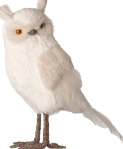 Weihnachtsdeko Eule links weiß / braun 16 x 9 x 22 cm Weihnachtsfiguren & -Objekte