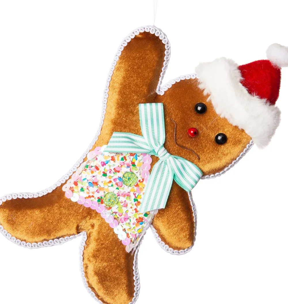 Discount Weihnachtsdeko Candyline Lebkuchenmann braun / blau 22 x 13 x 2 cm Weihnachtsfiguren & -Objekte