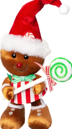 New Weihnachtsdeko Candyline Lebkuchenmann mit Lolly mehrfarbig 18 x 12 x 26 cm Weihnachtsfiguren & -Objekte