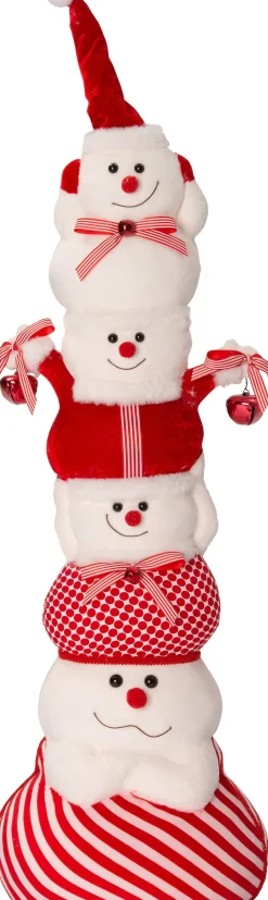 Weihnachtsdeko Candyline Schneemann Turm rot / weiß 33 x 24 x 93 cm Weihnachtsfiguren & -Objekte