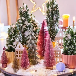 Outlet Weihnachtsdeko Baum 7 x 7 x 15 cm rosa Weihnachtsfiguren & -Objekte