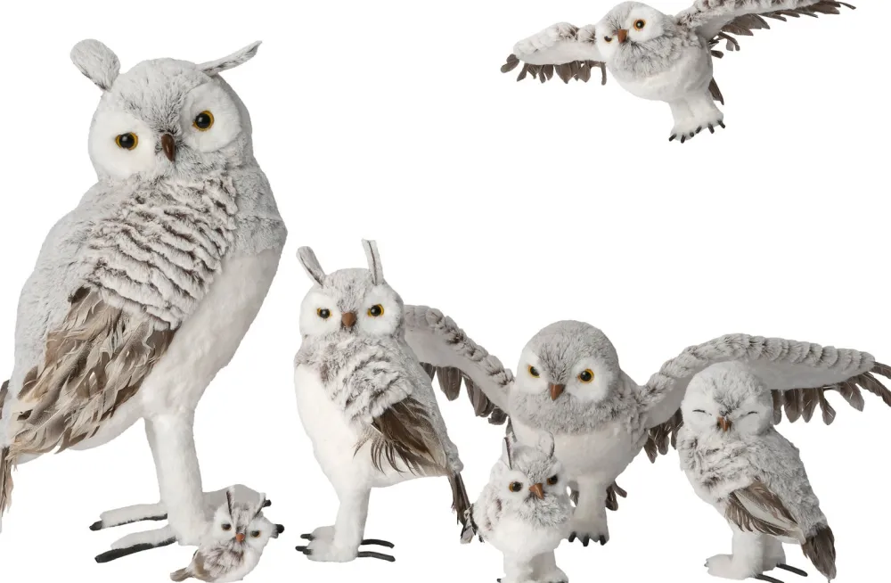 Weihnachtsdeko Eule grau 72 x 16 x 27 cm Weihnachtsfiguren & -Objekte