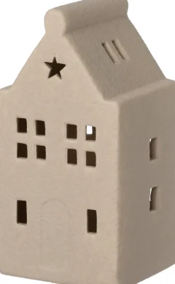 Weihnachtsdeko Häuschen Ole grau mit Beleuchtung 8 x 7,5 x 15 cm Weihnachtsleuchten