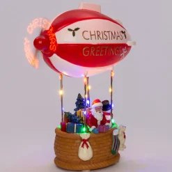 Clearance Weihnachtsdorf Miniatur-Zeppelin mit Weihnachtsmann 23 x 12 x 18 cm Weihnachtsdorf Figuren & Objekte