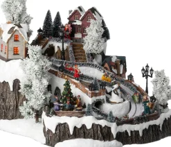 Outlet Weihnachtsdorf Winterdorf mit Bobbahn 38 x 43,5 x 35 cm Weihnachtshäuschen