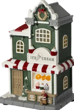 Clearance Weihnachtsdorf Miniatur Eisladen 14,5 x 11 x 24 cm Weihnachtshäuschen