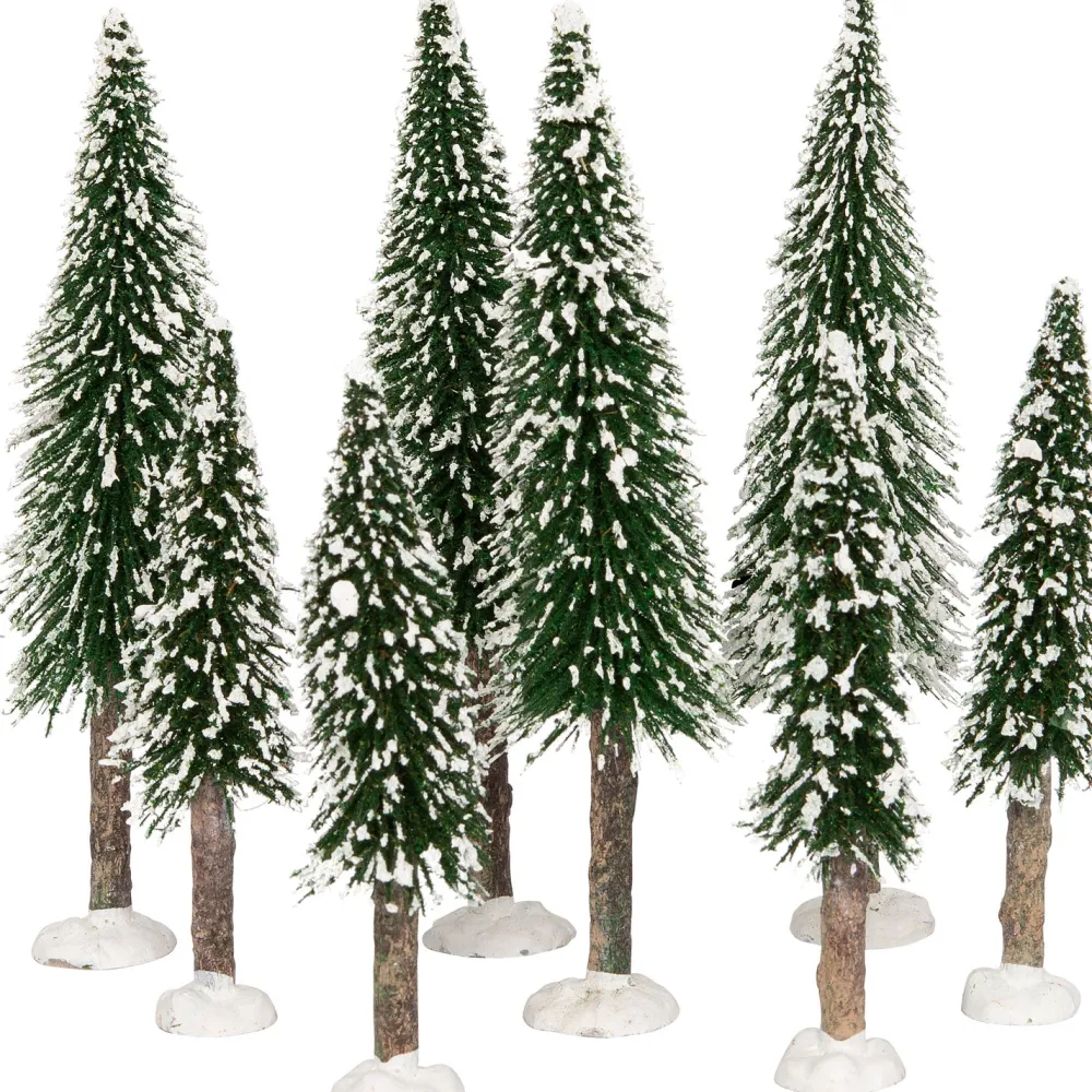 Sale Weihnachtsdorf Deko-Tannenbäume mit Schnee 8 St. Weihnachtsdorf Figuren & Objekte