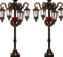 Outlet Weihnachtsdorf Laterne mit Kranz 5 x 5 x 12 cm 2 St. Weihnachtsdorf Beleuchtung