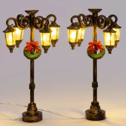 Outlet Weihnachtsdorf Laterne mit Kranz 5 x 5 x 12 cm 2 St. Weihnachtsdorf Beleuchtung