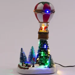 Sale Weihnachtsdorf Miniatur-Heißluftballon mit Weihnachtsmann 16,5 x 12,5 x 28 cm Weihnachtsdorf Figuren & Objekte