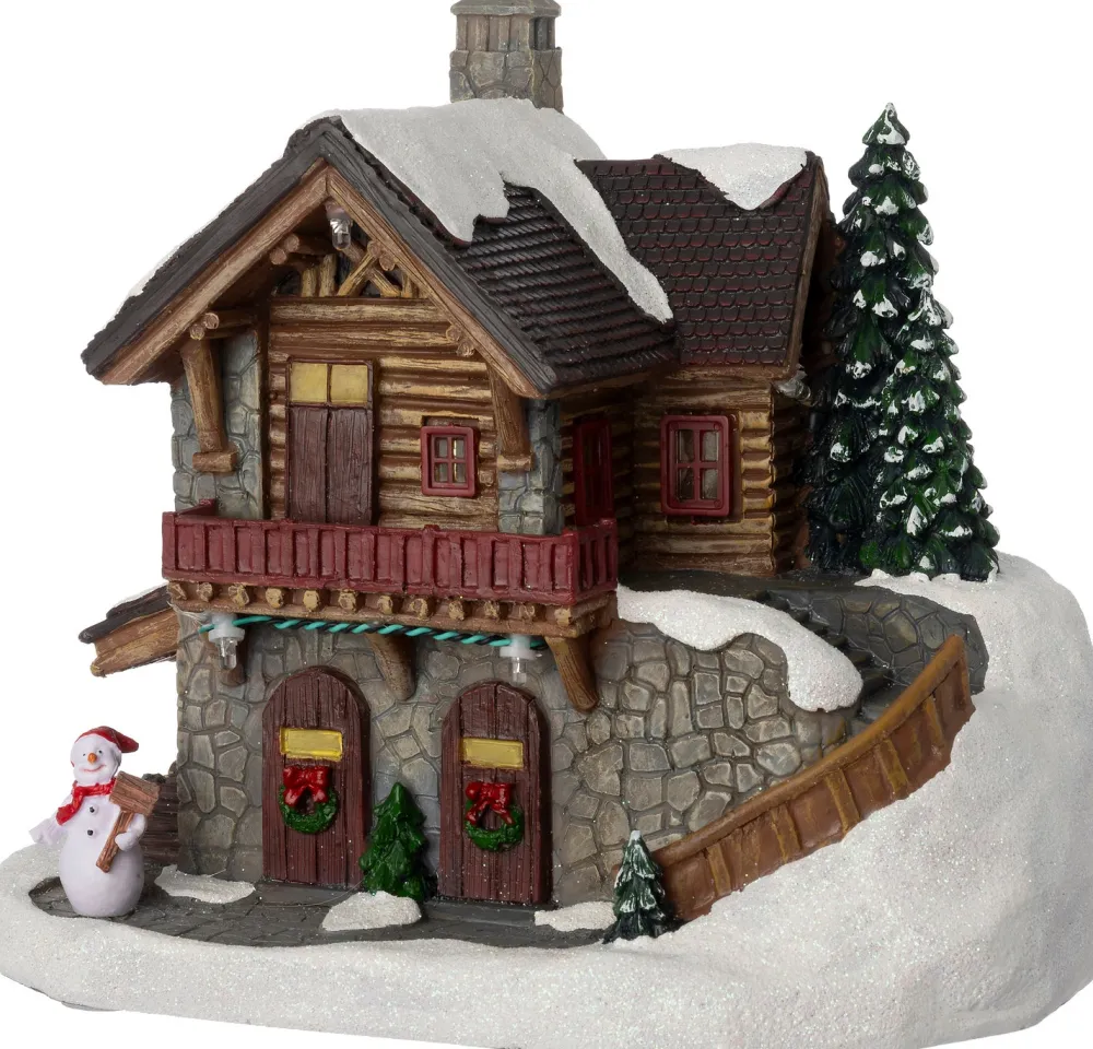 Outlet Weihnachtsdorf Miniatur Waldhütte auf Berg 20 x 14 x 17 cm Weihnachtshäuschen