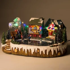 Hot Weihnachtsdorf mit Schlittschuhbahn 32 x 23 x 17 cm Weihnachtshäuschen