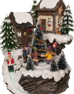 Discount Weihnachtsdorf Miniatur-Häuser mit Weihnachtsbaum 17,5 x 19,5 x 19 cm Weihnachtsdorf Figuren & Objekte