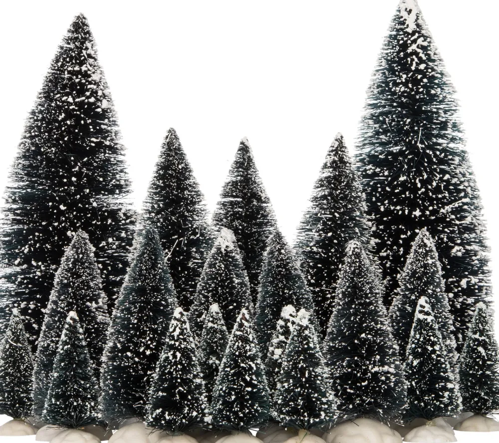 Sale Weihnachtsdorf Deko-Tannenbäume mit Schnee 21 St. Weihnachtsdorf Figuren & Objekte