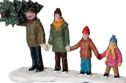 Best Weihnachtsdorf Figur Familie mit Baum 12,8 x 5,5 x 8 cm Weihnachtsdorf Figuren & Objekte