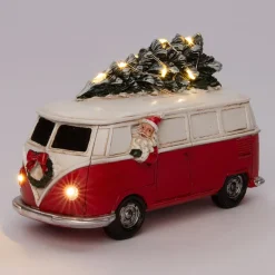 New Weihnachtsfigur Deko-Weihnachtsmann in im VW-Bus Bulli rot 15,5 x 7 x 10 cm Weihnachtsfiguren & -Objekte