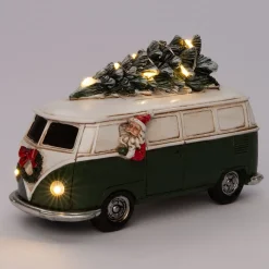 Weihnachtsfigur Deko-Weihnachtsmann in im VW-Bus Bulli grün 15,5 x 7 x 10 cm Weihnachtsfiguren & -Objekte