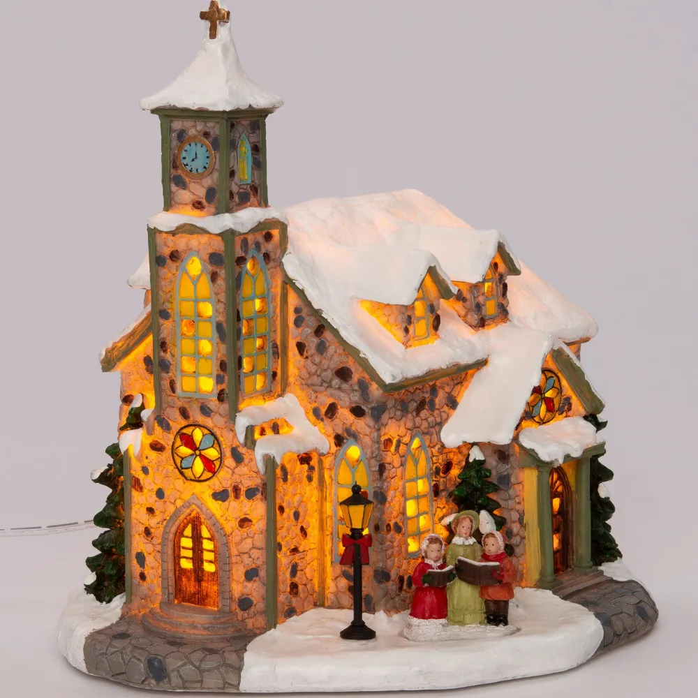 Best Weihnachtshäuschen Kirche mit Chor 24 x 14 x 24,5 cm Weihnachtshäuschen