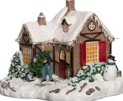 Online Weihnachtshäuschen Mann mit Weihnachtsbaum 18 x 16 x 15 cm Weihnachtshäuschen
