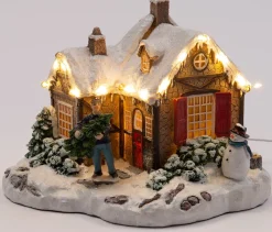 Online Weihnachtshäuschen Mann mit Weihnachtsbaum 18 x 16 x 15 cm Weihnachtshäuschen