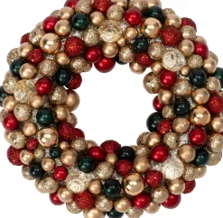 Discount Weihnachtskranz Trevi rot / grün / gold D 25 H 6 cm Weihnachtskränze