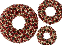 Discount Weihnachtskranz Trevi rot / grün / gold D 25 H 6 cm Weihnachtskränze