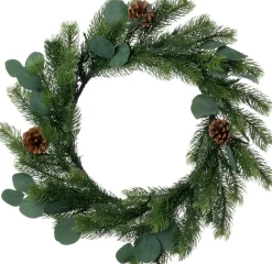 Discount Weihnachtskranz Tannenzapfen mit 30 Lampen warmweiß D 45 H 10 cm Weihnachtskränze