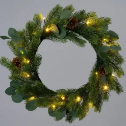 Discount Weihnachtskranz Tannenzapfen mit 30 Lampen warmweiß D 45 H 10 cm Weihnachtskränze