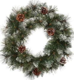 Weihnachtskranz beschneit D 45 H 12 cm mit 20 LEDs warmweiß Weihnachtskränze