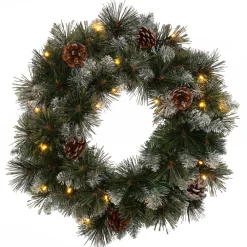 Weihnachtskranz beschneit D 45 H 12 cm mit 20 LEDs warmweiß Weihnachtskränze