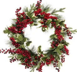 Hot Weihnachtskranz rot Stechpalme und Beeren D 50 cm Weihnachtskränze