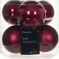 Sale Weihnachtskugeln dunkelrosa matt und glänzend D 8 cm 6 St. Weihnachtskugeln & -Anhänger